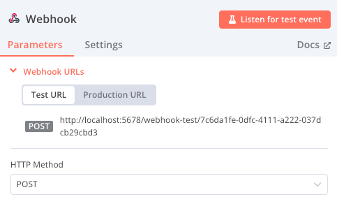 n8n automation-trigger webhook settings screenshot